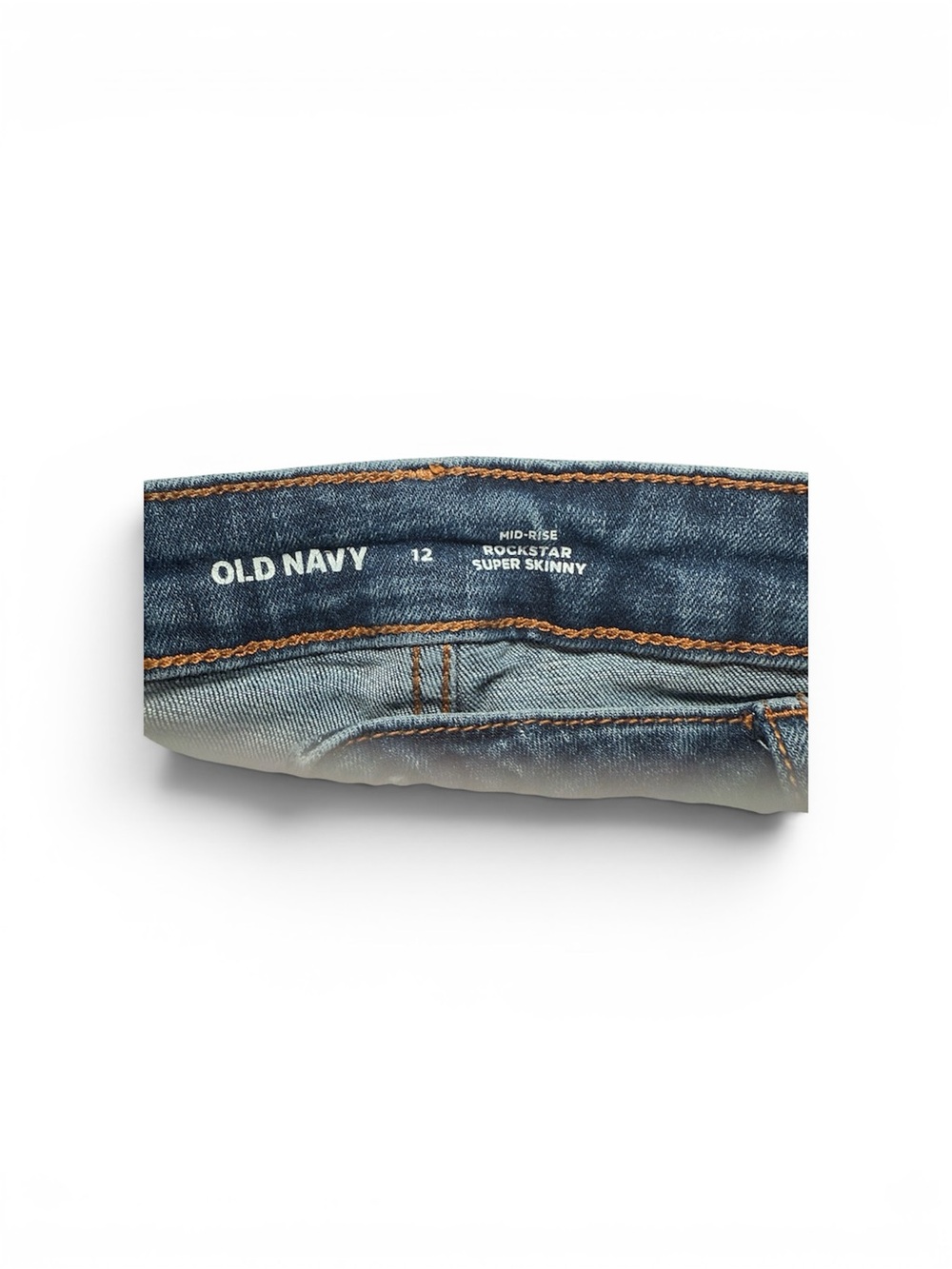 Old Navy women's Rockstar Super Skinny Jeans size 12 - Dark Blue with tear style